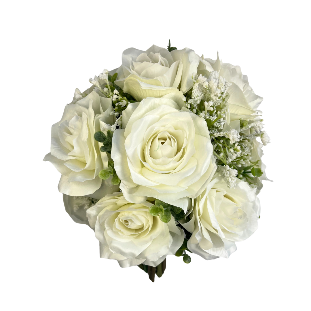 White Roses and Baby's Breath Bouquet