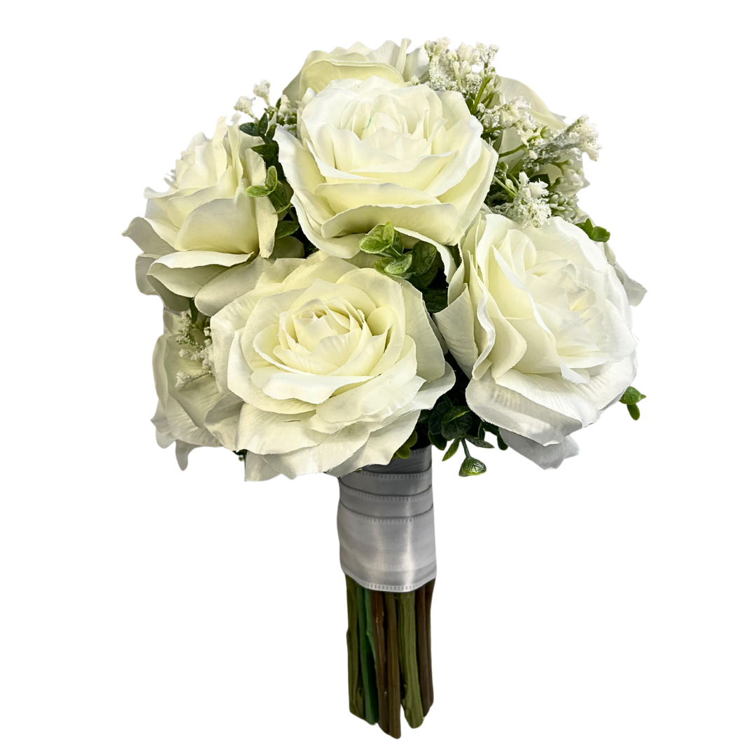 White Roses and Baby's Breath Bouquet