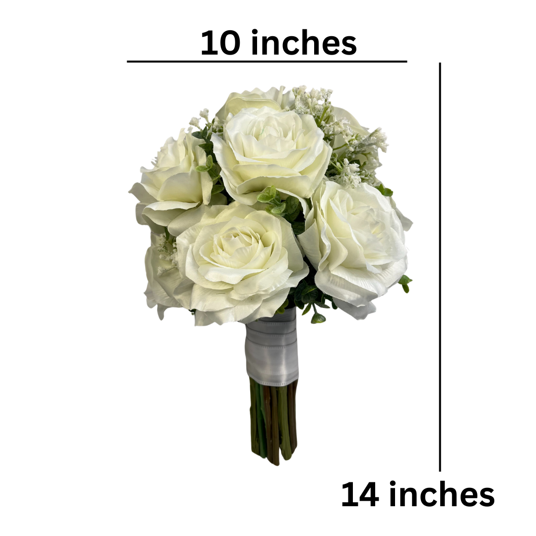 White Roses and Baby's Breath Bouquet