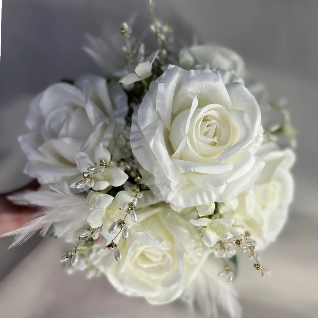 White Rose Clutch Bouquet