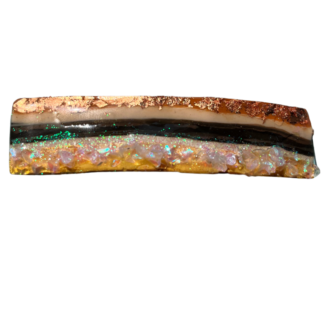 Copper Slim-Jim Glitter Stone Barrette