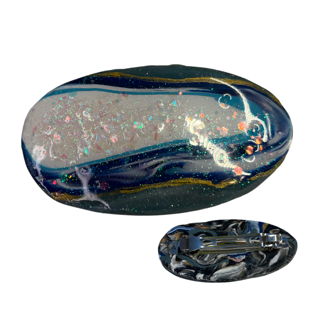 Blueberry Glitter Stone Barrette