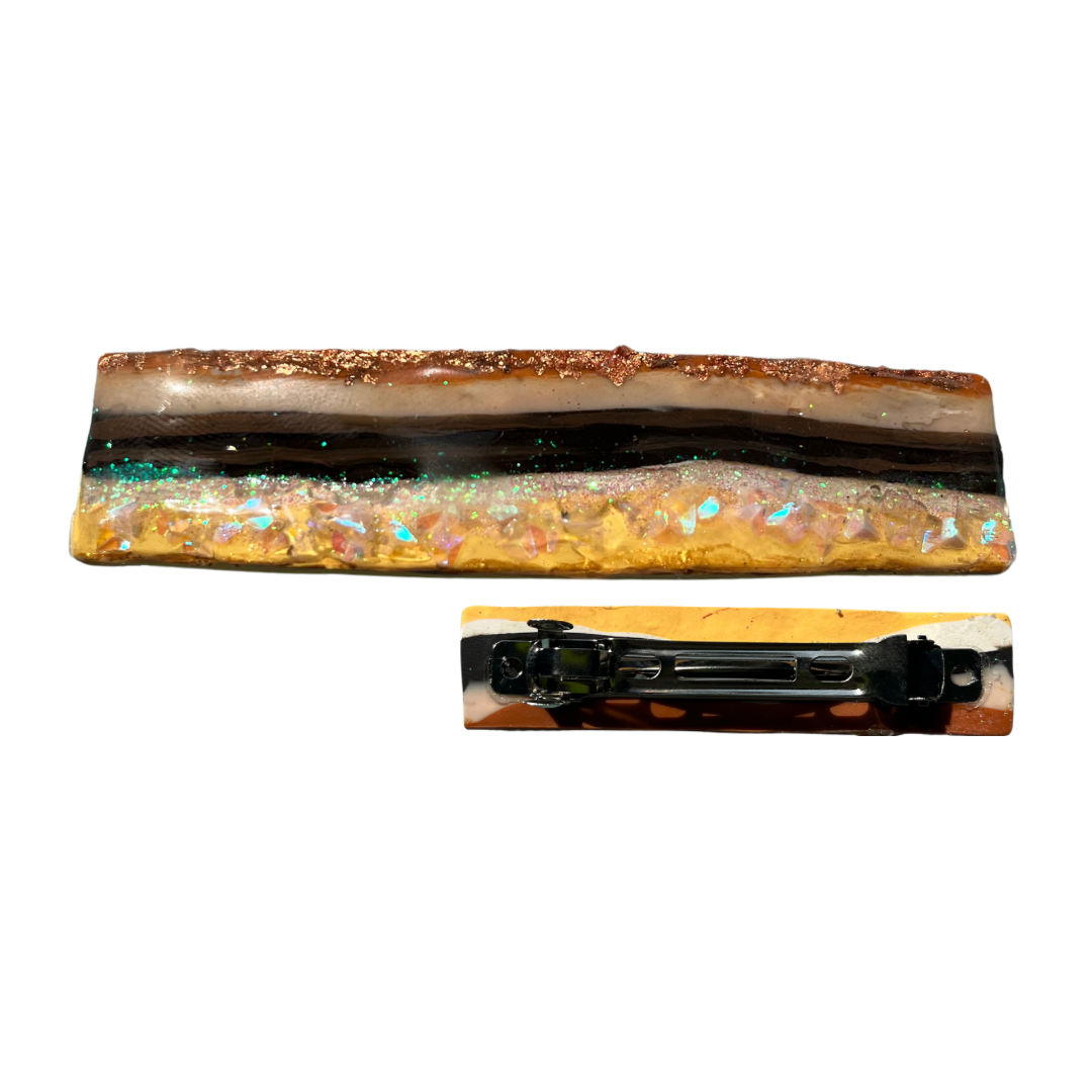 Copper Slim-Jim Glitter Stone Barrette