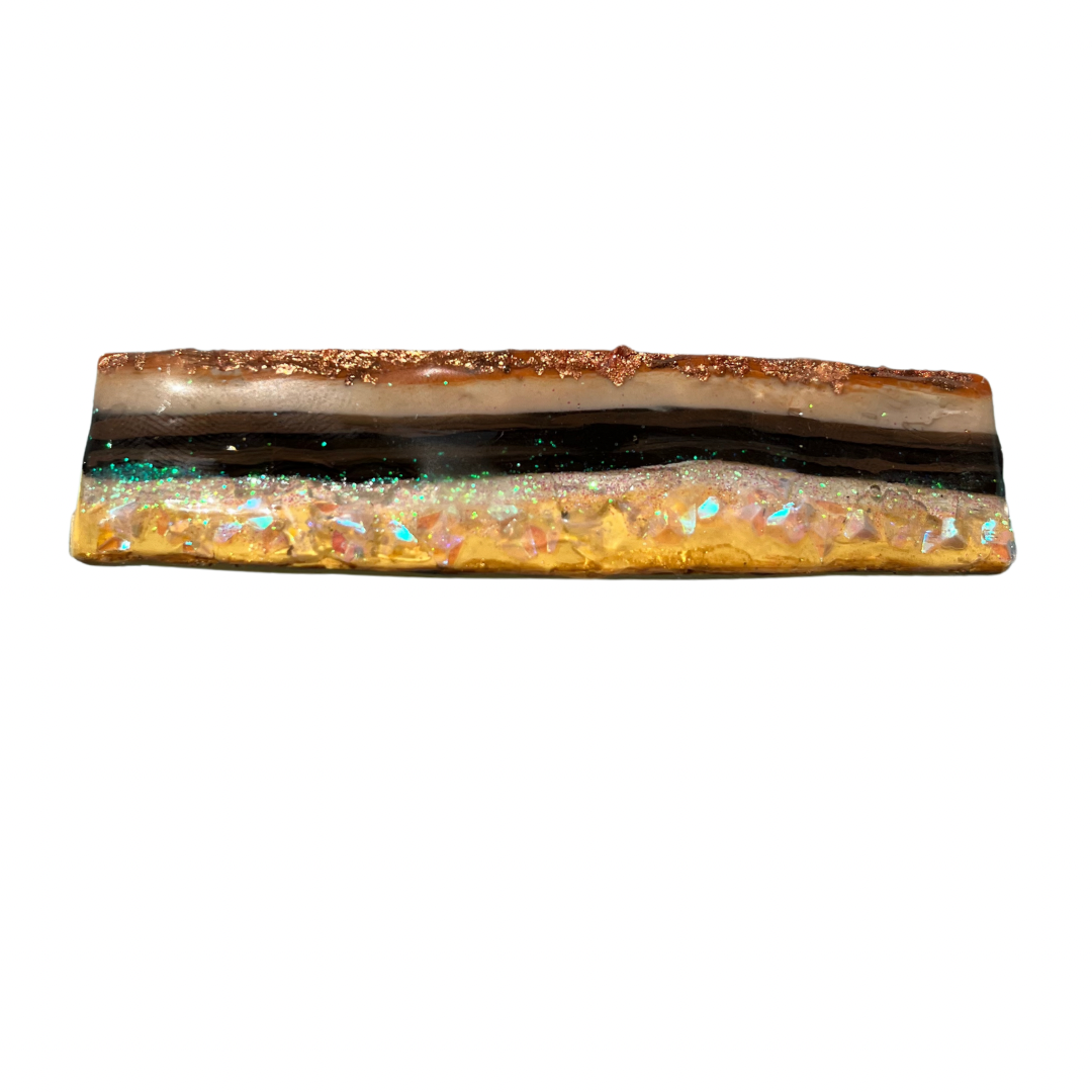 Copper Slim-Jim Glitter Stone Barrette