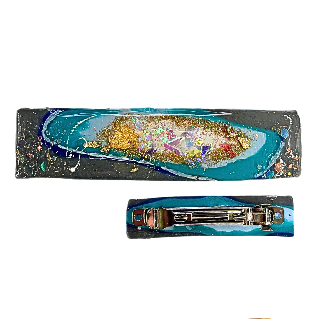 Earth Slim-Jim Glitter Stone Barrette