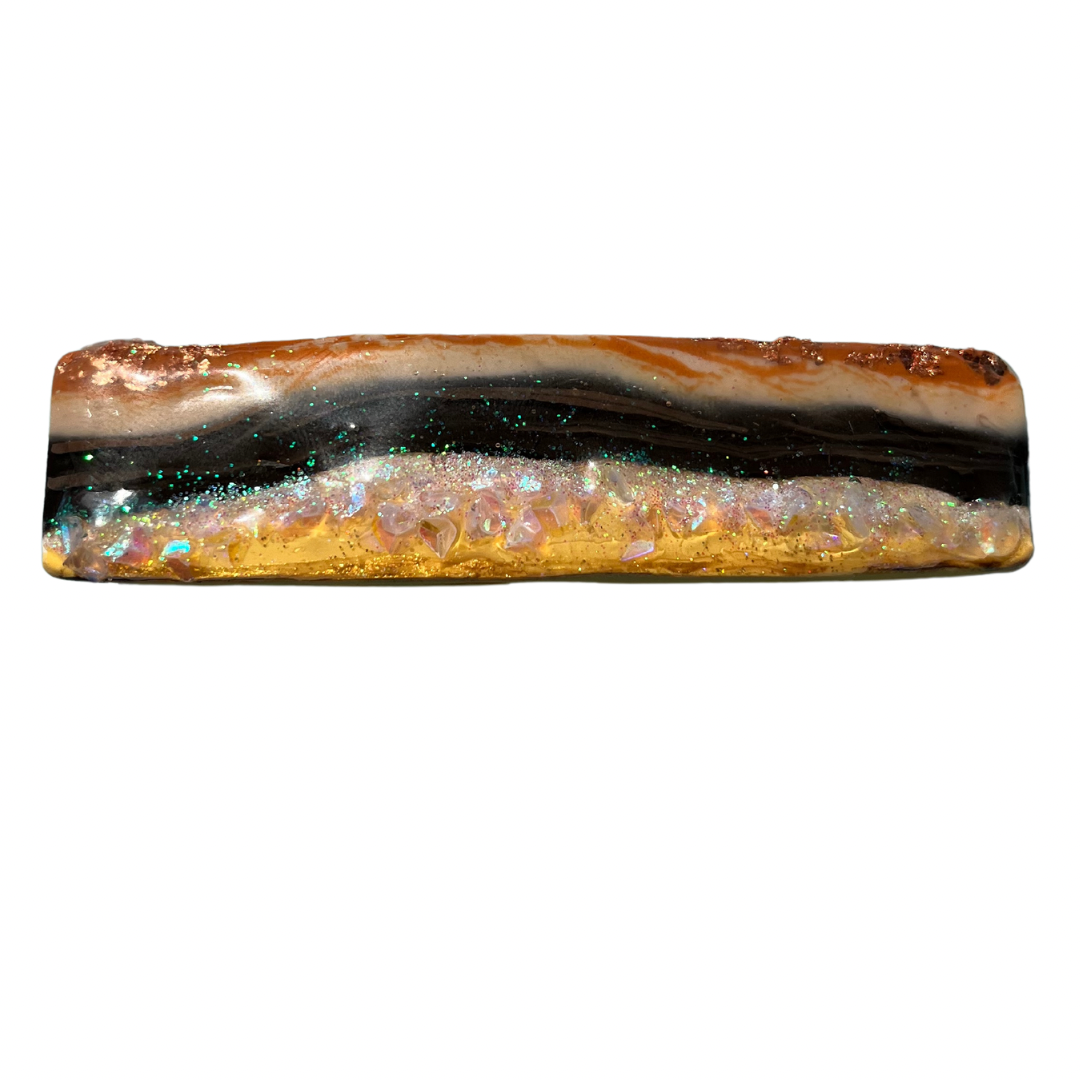 Copper Slim-Jim Glitter Stone Barrette