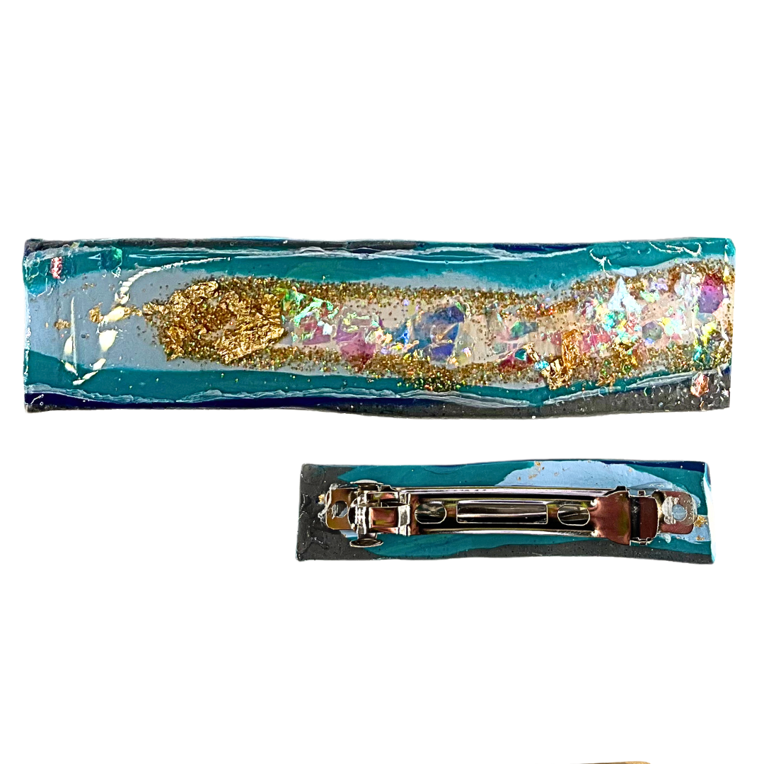 Earth Slim-Jim Glitter Stone Barrette