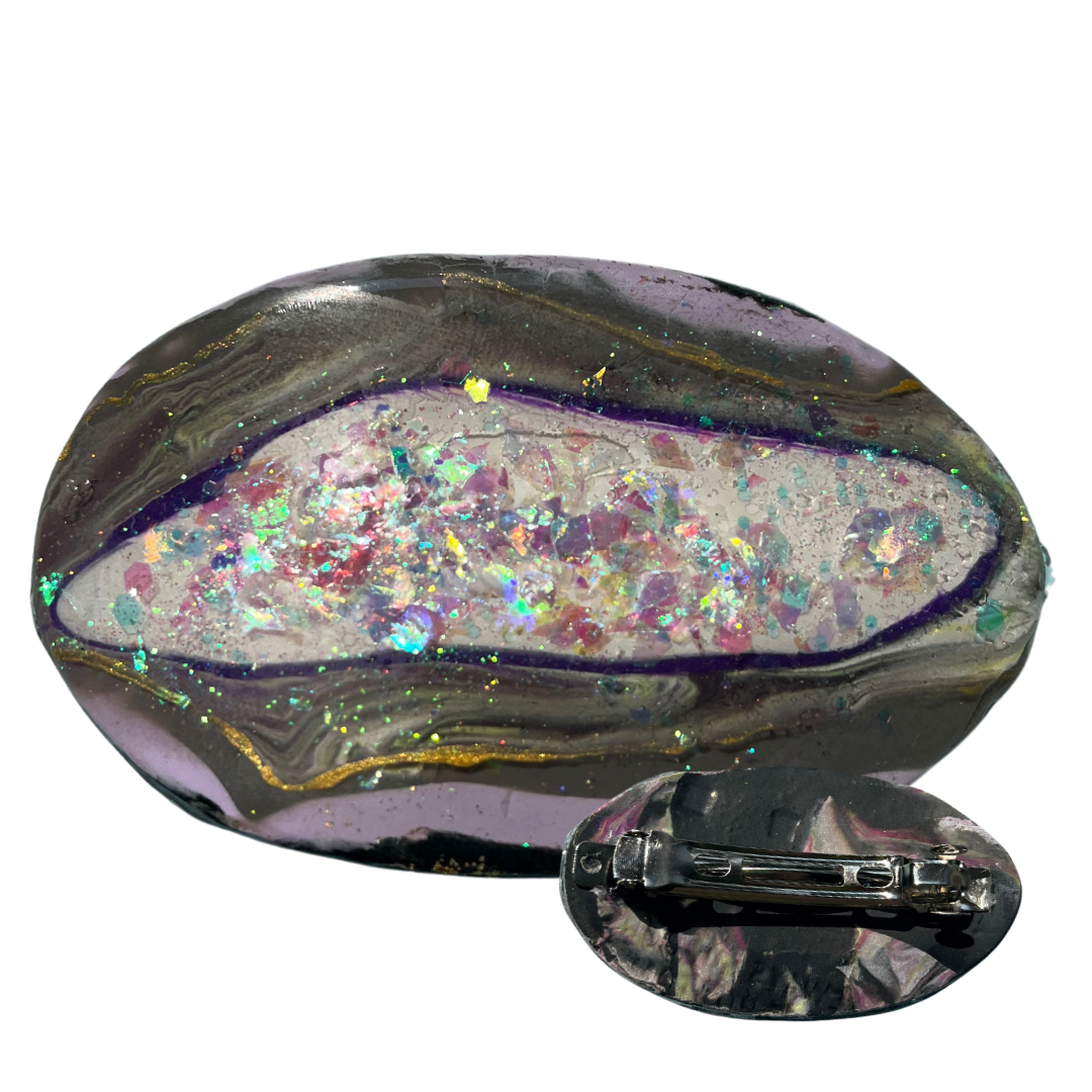 Purple Princess Glitter Stone Barrette