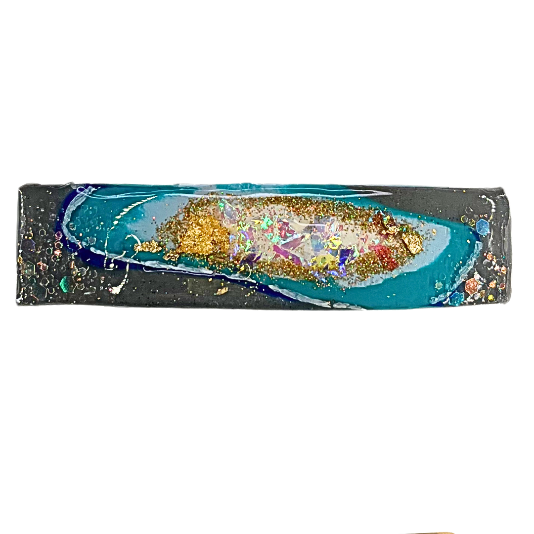 Earth Slim-Jim Glitter Stone Barrette