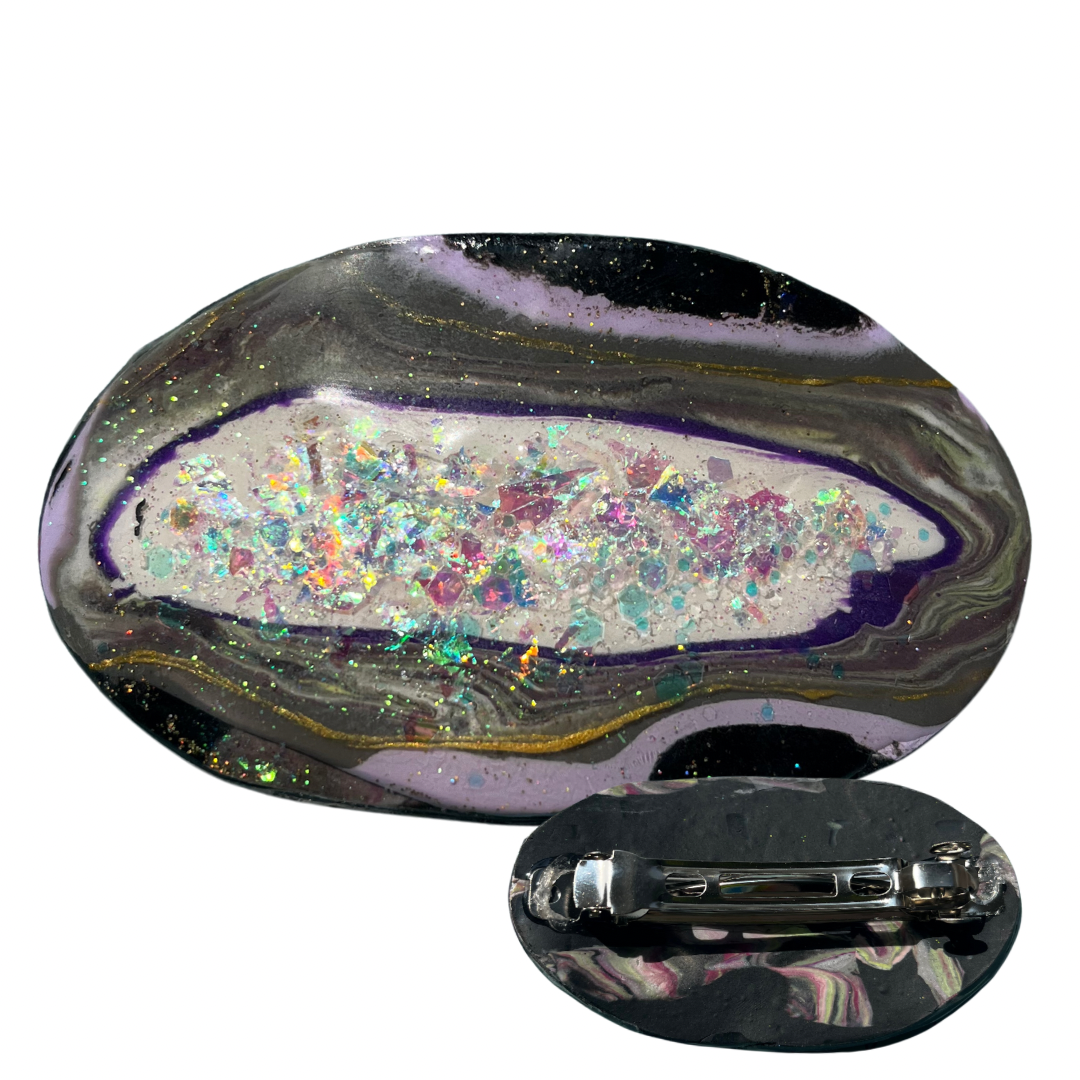 Purple Princess Glitter Stone Barrette