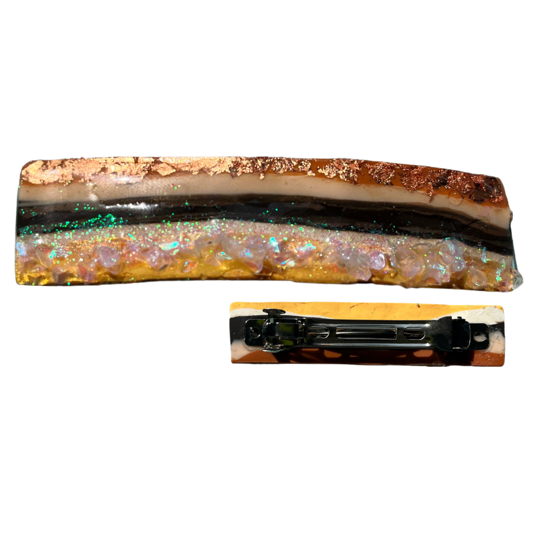 Copper Slim-Jim Glitter Stone Barrette